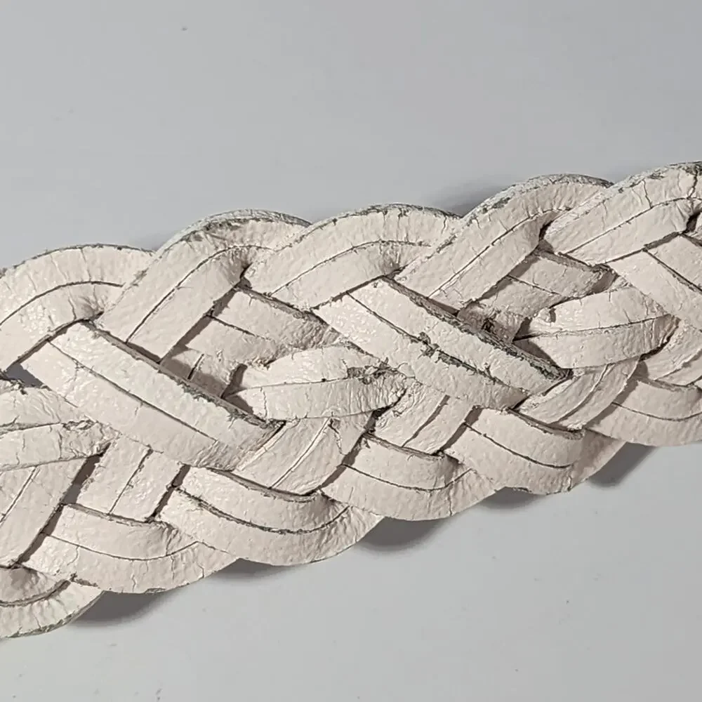 Vintage 80's White Leather Braided Belt Size Medium